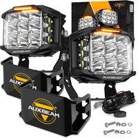 AUXBEAM V-MAX SERIES 4/5/7 inch LED DRL Driving Lamp Work Light with Black & Amber Shell Combo + SIDE SHOOTER LED POD Spot Light