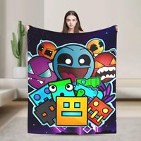 Geometry Gaming Dashed Flannel Blanket Soft Warm Throw for Living Room Travel Office Sofa Bed Cover Novelty Bedspread