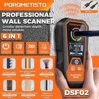 DSF02 6-in-1 Wall Scanner Type-C Rechargeable Stud Finder with Deep Modes, AC Wire, Metal & Pipe Detection for Safe Drilling