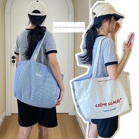 Women's Shoulder Bag Large Capacity Tote Bags Double-Sided Shopper Canvas Letter Fashion Harajuku Zipper Print Canvas Handbags