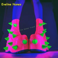Monster Corner Decoration Ankle Boots Round Toe Wedges Side Zip Multi Color Fashion Couple Mid-Calf Boots 2025 Y2K New Arrivals image 3