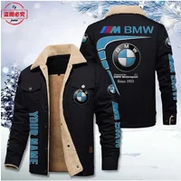 AliExpress BMW Motorcycle Logo Printed Jacket Stand Collar Men's Plus Velvet Winter Warm Cycling Suit BWM Motors Team Racing Suit Overalls