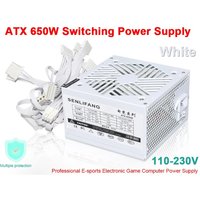 110-230V PSU 20+4Pin +12V Output ATX 650W E-Sports Video Game Computer White Power Supply Low Noise Cooling Fan
