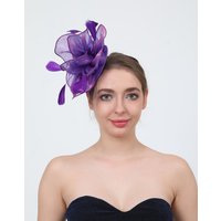Fascinator Hat Beads Decor Dot Print Metal Clip Party Headwear Mesh Flower Feather Decor Party Headwear Hair Accessories