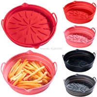 For Air Fryer Foldable Silicone Tray Oven Baking Tray Pizza Chicken Baking Tool Reusable Liner Clean Airfryer Silicone Basket