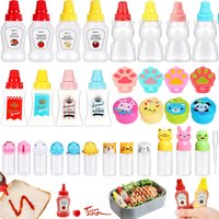 Mini Sauces Ketchup Bottles Plastic Kid Salad Honey Mustard Container Box Portable Condiment Squeeze Bottle Lunchbox Accessories