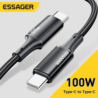Essager PD 100W Type C to C Cable USB Type-C 5A Fast Charging Mobile Phone Cable For MacBook iPad Oneplus Xiaomi iPhone 15 Cable