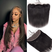 13x4 Lace Frontal 100% Brazilian Virgin Human Hair Free Part Ear To Ear Straight Hair Frontal Natural Color With Baby Hair