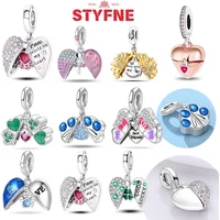 Silver-Plated Blue Butterfly Heart Charms Beads Fit Original Bracelets Bag Keychain Charms Beads Pendant Diy Women Jewelry Gift