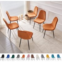 AINPECCA Set of 4 Velvet Faux Suede Faux Leather Dining Chairs Fabric Upholstered Seat with Metal Legs for Home Lounge