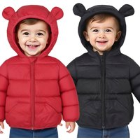 Autumn Winter Fashion Girls Boys Down Jacket Solid Keep Warm Hooded Zipper Coat For 2-6 Years Kids Cotton Outerwear Child Cloth