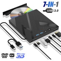 7 in 1 External Bluray Optical Drive for Laptop PC USB 3.0 Type-C BD DVD CD-RW Player Portable Burner with SD/TF Card Slot image 4