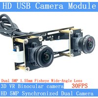 5MP Synchronization Stereo Dual Fisheye Wide Angle USB Camera Module 30FPS 1080P Webcam 3D Video VR Virtual Reality For Android