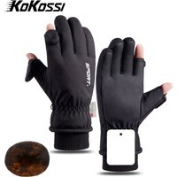 KoKossi Winter Gloves Waterproof Antislip Outdoor Sports Ski Cycling Thermal Warm Gloves Two Finger Flip Gloves Motorcycle