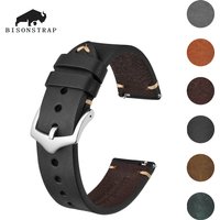 BISONSTRAP Luxury Crazy Horse Leather Genuine Cowhide Watch Band 18mm 19mm 20mm 21mm 22mm 23mm 24mm Watchband for Men Bracelet