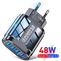 48W QC3.0 Quick Charger 4USB EU Standard Travel Portable 4 Port Fast Charging Suitable For Android iPhone Xiaomi Other Devices