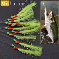 Mrlurion 1bag 10hooks/bag saltwater fishing string hooks for deep sea mackerel bass and tuna sabiki lure bait rigging tackle