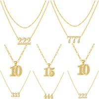 Orstarry 925 Sterling Silver 2pcs/set 18k Gold Lucky Number Necklace Pendant Necklace for Women Birthday Gift Fashion Jewelry