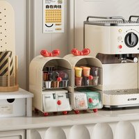 Creamy Coffee Capsule Organizer, 2-Tier Drawer Storage Box for Tea Bags, K-Cups & Desk Accessories
