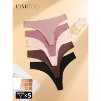 5PCS/Set Ultra-thin Seamless Thongs Women's Invisible Panties Ice Silk Underwear Low Waist Breathable Bikini Stretchy G-String