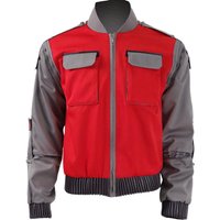 Mens Marty Mcfly Costume Zipper Jacket Marty Mcfly Cosplay Coat for Halloween Christmas Party