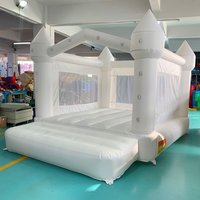 Inflatable Jumping Castle 4*3*2.6M White Bounce House For Kids Bouncy House White For Children With Blower Slide 5-8 Kids