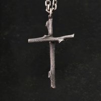Buyee 925 Sterling Silver Male Cross Pendant Chain Branch Design Necklace for Men Women Fashion Fine Jewelry Chain Gift