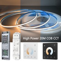 High Power 20M COB CCT LED Strip 24V Flexible High Density Dimmable Ceil Room Light 2.4G RF Touch Remote Dual White 2700K-6500K