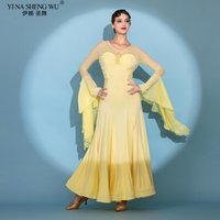 Ballroom Dance Performance Costume for Women Waltz Dance Hall Competition Dress Exquisite Flying Long Sleeve Chiffon Dresses
