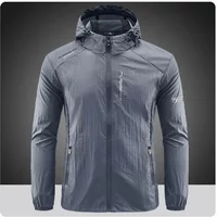 Summer Outdoor Quick Dry Sun-Protective Thin Jacket Men Hiking Fishing Cycling Hooded Gym Sport Windbreaker Ultra Light Coats