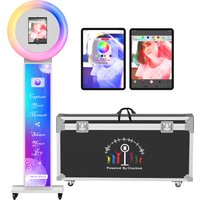Selfie Machine iPad Photo Booth Shell Adjustable Stand Photobooth With LED Ring Light Customized LOGO For Wedding Partys Events