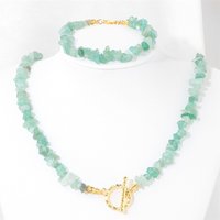 Fashion Green Aventurine Gravel Necklace Irregular Healing Crystal Amethysts Bracelets For Women Men OT Buckle Chain Jewelry