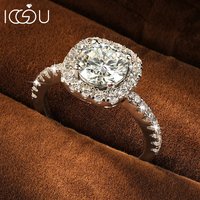 IOGOU 8mm 2CT D Color Moissanite Halo Round Engagement Ring GRA VVS1 Lab Imitation Diamond Women Wedding Rings Jewelry Gifts