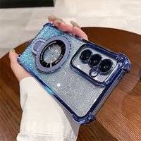 Glitter Shockproof Phone Case For Samsung Galaxy Note 20 Ultra Note 10 Plus Magnetic Bracket Holder Bumper Soft Silicone Cover