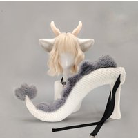 New Anime Prop Dragon Horn Hair Hoop Dragon Tail Role Playing Set Handmade Simulation Beast Tail Fashion Accessories