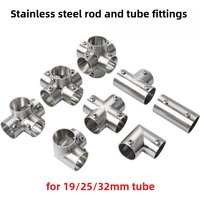 1Pcs New Tee Straight Elbow Pipe Connector Stainless Steel 2/3/4/5/6 Way Pipe Fittings 19/25/32mm Tube Joint Furniture Hardware