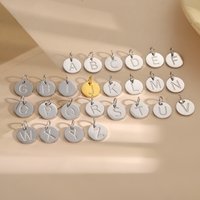 Non Fade 26 Letters Charms Alphabet Stainless Steel Gold Plated Waterproof Coin Round Pendant Fashion Jewelry Accessories