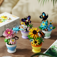4Pcs Flower Bee Butterfly Building Blocks Set, DIY Assembly Model, Perfect Christmas Thanksgiving Easter Gift for Adults