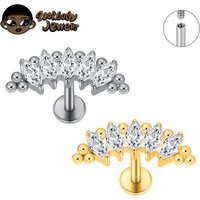 ASTM F136 Titanium Beads Marquise Lotus Cartilage Earring Lip Piercing Flower Helix Flat Back Stud Labret Piercing Body Jewelry