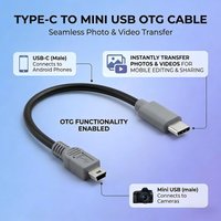 USB Type C To Mini 5 PIN OTG Cable,Data Transfer Cable For Canon Camera to Android Phones Phone Edit Picture Video