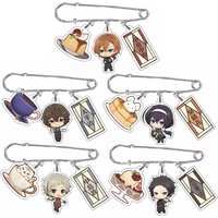 Anime BSD Wenhao Wild Dog Brooch Pin Coffee Cake Series Characters Dazai Osamu Pendant Collection Breastpin Clothes Birthday