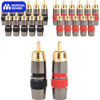 Musical Sound RCA Plug Gold Audio Video Cable Connector 24k Gold Plated Hi End RCA Male Jack Connectors Audio Speaker Plugs