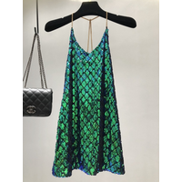 Sexy Dresses Party Night Club Dress 2020 Dress Summer Metal Hanging Neck Sequins Backless Holiday Skirt with Shoulder-straps