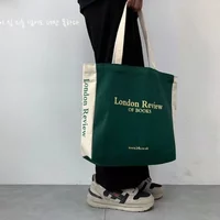 Women Canvas Shoulder Bag London Book Female Casual Tote Large Capacity Shopping Beach Rectangular College Square Bag University