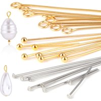 100pcs 15-50MM Stainless Steel Flat Head Eye Head Pins Jewelry Findings For Jewelry Making Supplies Ball Head Pins Accessories