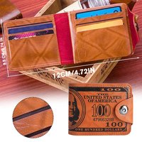 Men's Leather Wallet with 100 Dollar Bill Pattern Large Capacity Photo ID Card Holder, Fashion Male Purse Bag Short Wallet