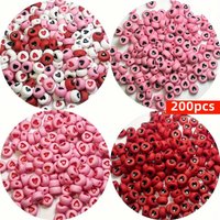 200pcs 7mm Valentine's Day color red, pink, and white Love Heart Ball Beads For Bracelet Necklace Ring Jewelry Accessories