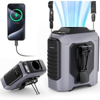 2026 Summer Waist Fan Portable Handheld Hanging Neck Fan Ultra-Strong Wind with Phone Charging LED Light for Outdoor Working