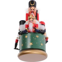 Nutcracker Shaped Music Box Wooden Rotating Xmas Gift Decoration Green Christmas Ornament For Desk Home Decor Musical Box
