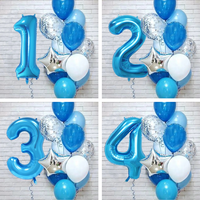 12pcs Blue 32inch Number Foil Latex Balloon Happy Birthday Party Decorations Kids Boy Baby 1 2 3 4 5 6 7 8 9 Year Old Supplies